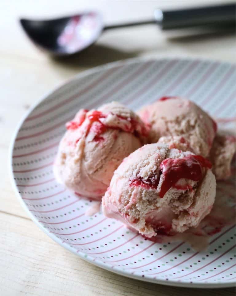 Rhubarb Ice Cream with Rhubarb Swirl