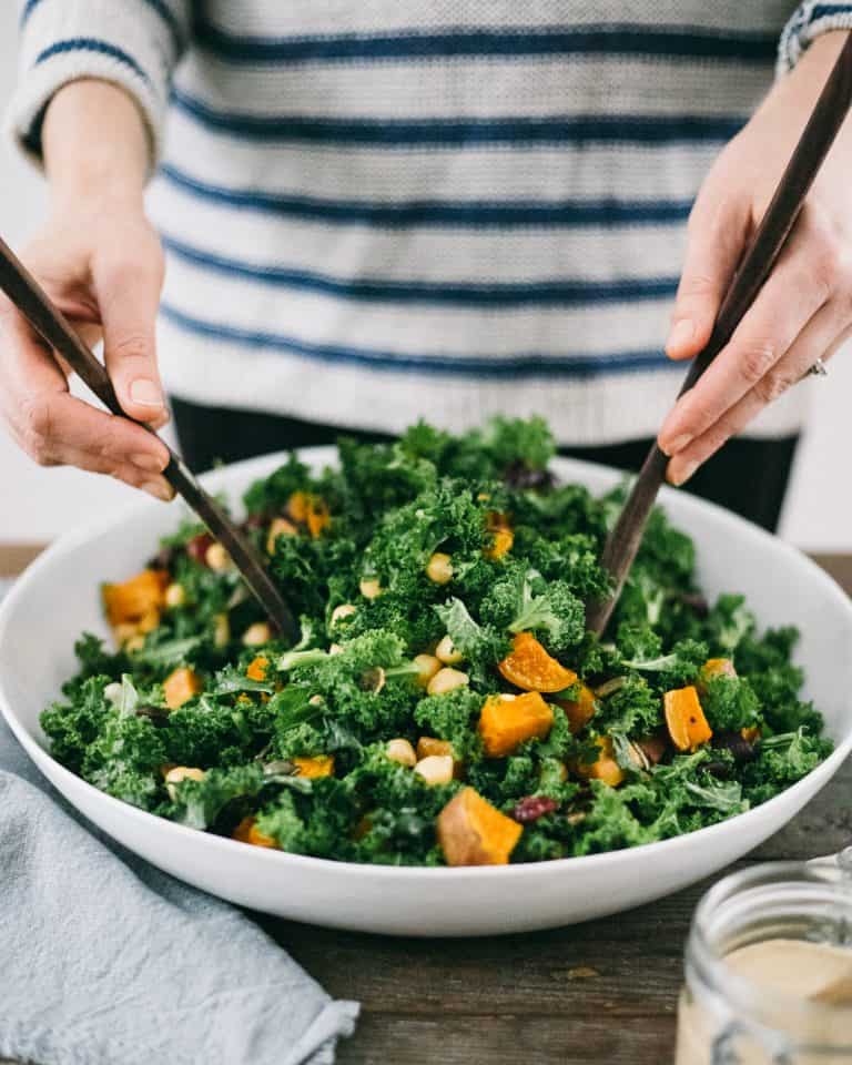 Loaded Kale Salad With Sweet Potatoes and Tahini Dressing Live Slow
