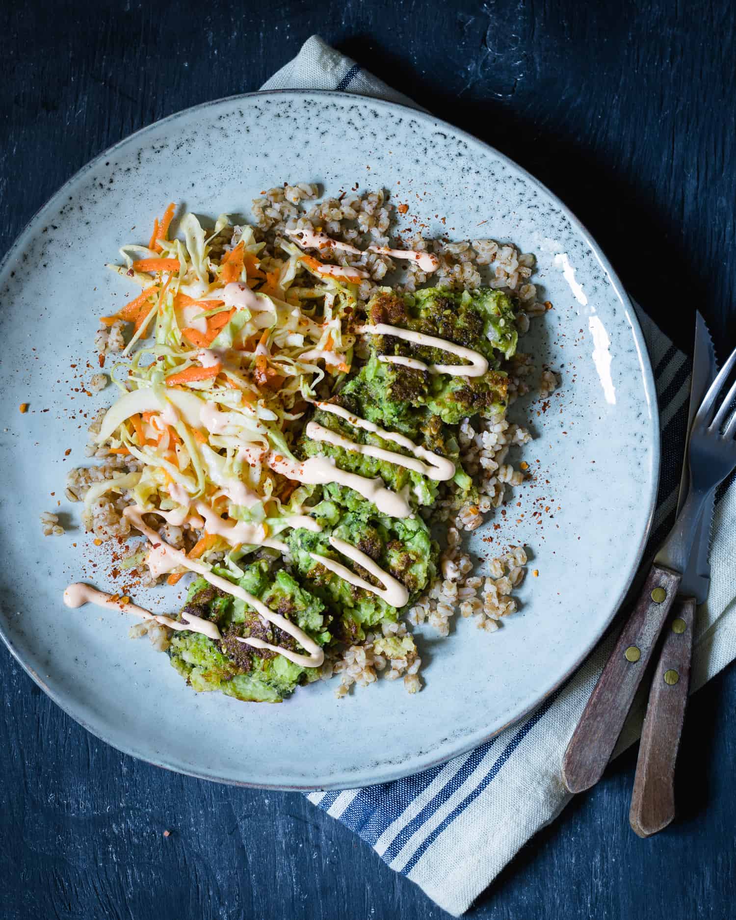 Broccoli Fritters with Ginger Cabbage Slaw Live Slow Run Far